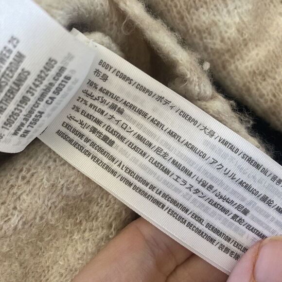 Abercrombie Fitch Women's XS Tan Beige Coxy Pullover Minimalist Zebra Sweater - Picture 6 of 6